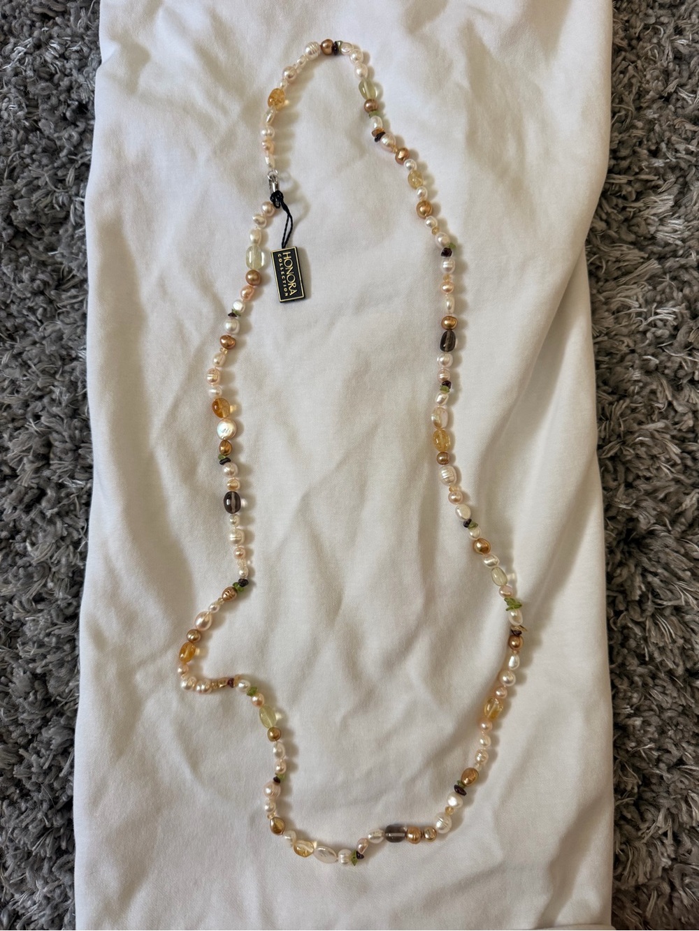 Honora Pearl and Gold Tone Bead Long Necklace - Picture 2 of 6